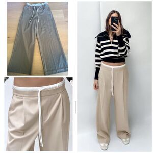 Zara Beige Wide-Leg Trousers